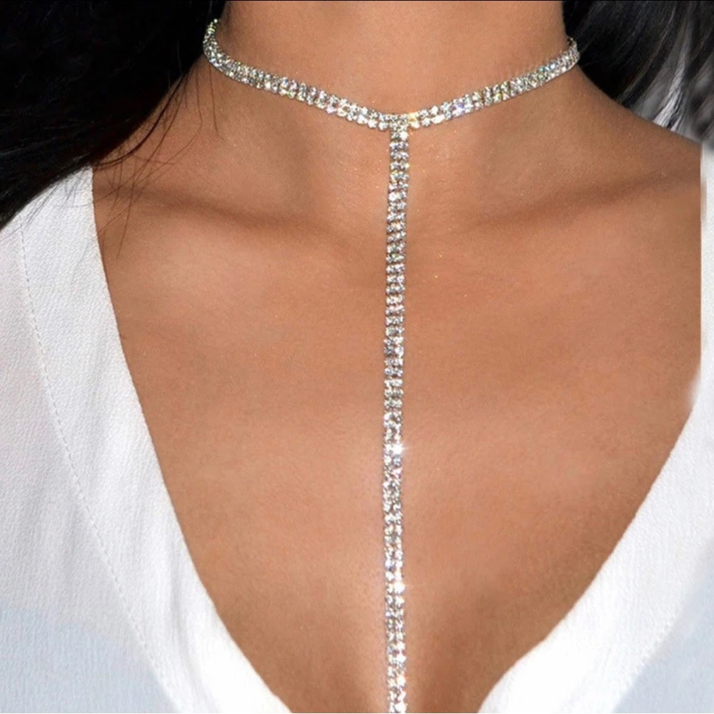 SIlver Rhinestone Lariat